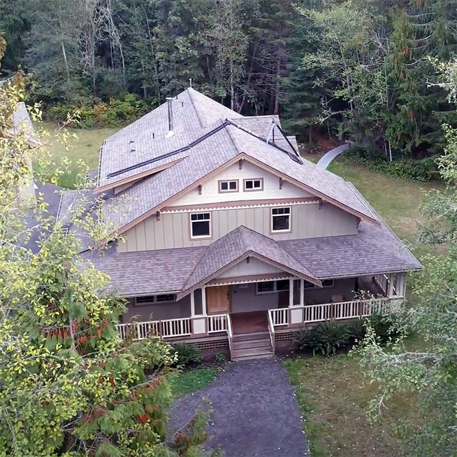Aerial shot of Olympic Foothills Lodge